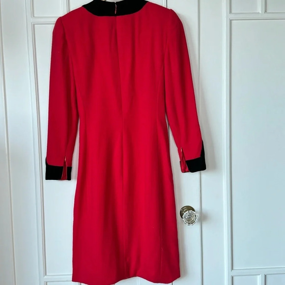 Vintage Carolina Herrera Saks Fifth Ave Red and black dress with tassle Dynasty - Picture 3 of 12
